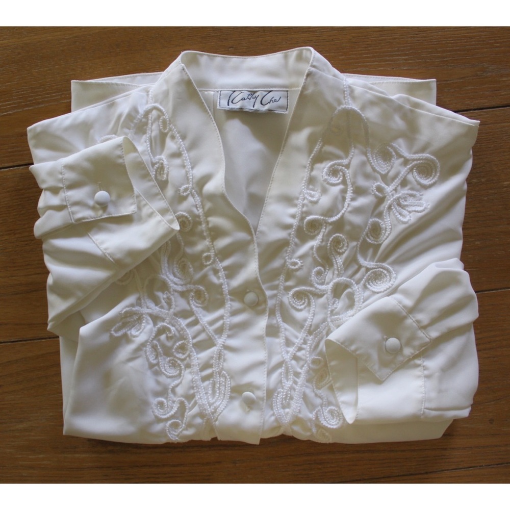 Vtg Kathy Che Beaded Romantic Style Blouse 12 Preowned